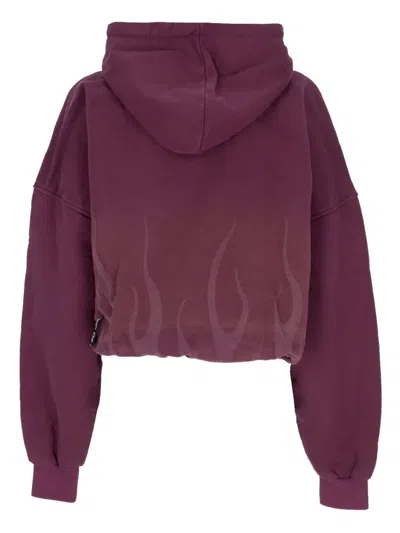 Vision Of Super Flame-print Hoodie In Burgundy