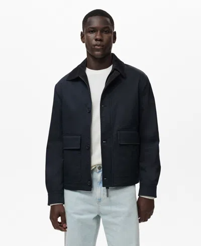 Mango Men's Pockets Water-repellent Jacket In Blue