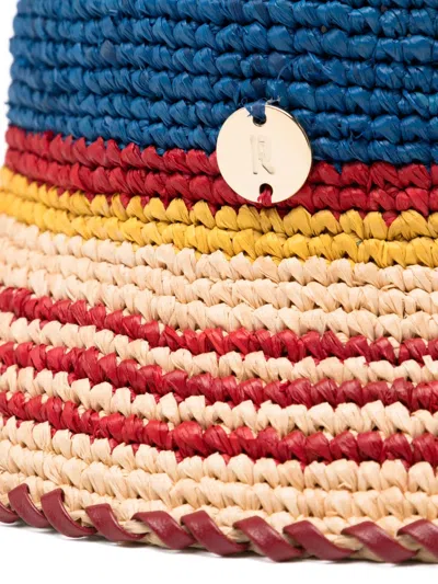 Rabanne Raffia Bucket Hat Summer Band Detail In Multi