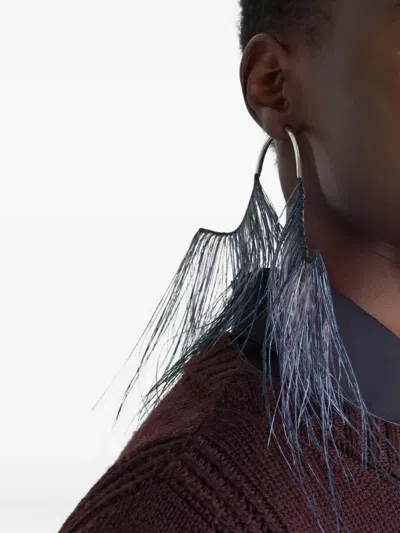 Lemaire Feather-embellished Earrings In Gray