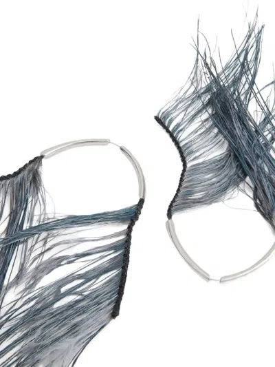 Lemaire Feather-embellished Earrings In Gray