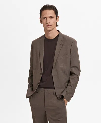 Mango Slim Fit Suit Jacket In Brown