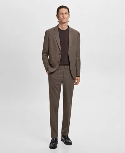 Mango Slim Fit Suit Jacket In Brown
