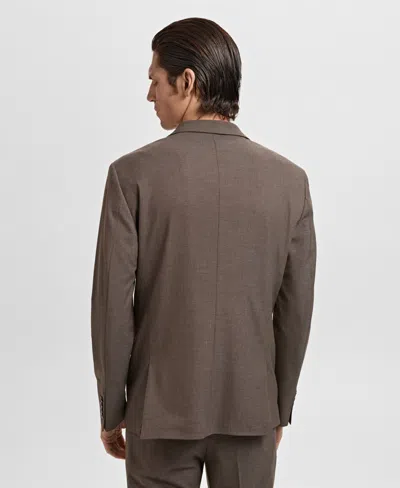 Mango Slim Fit Suit Jacket In Brown