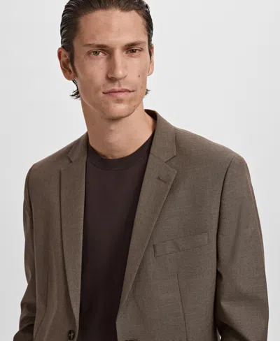 Mango Slim Fit Suit Jacket In Brown