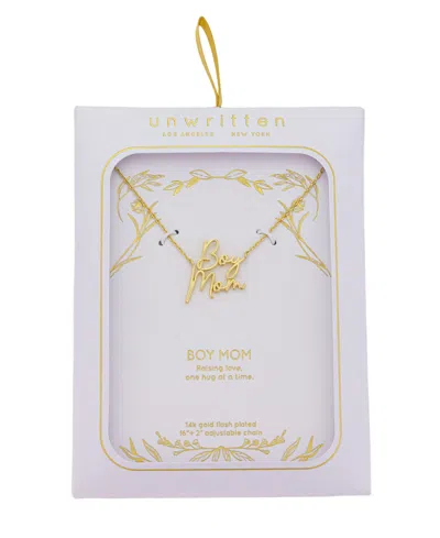 Unwritten Boy Mom Pendant Necklace In Gold