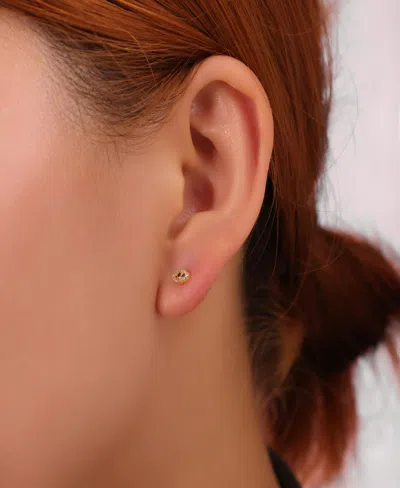 Unwritten Cubic Zirconia Evil Eye Post Stud, Sapphire With Clear Cubic Zirconia Drop Cubic Zirconia Post Hoop  In Gold