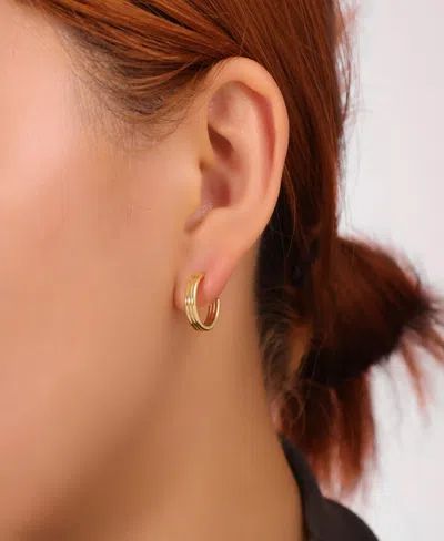 Unwritten Clear With Emerald Cubic Zirconia, Peridot Cubic Zirconia Andless Hoop Plain Post Hoop 3pair Ear Set In Gold