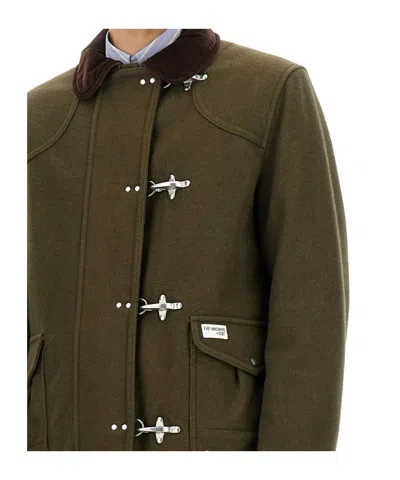 Fay Jacket Wool Blend Contrast Collar In Green