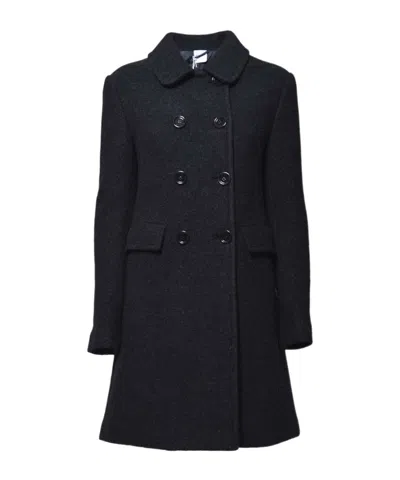 Aspesi Double-breasted Wool Coat In Black