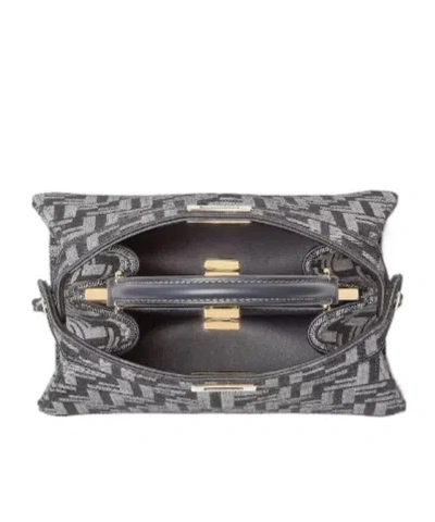 Fendi Peekaboo Petite Shoulder Bag Gold Hardware In Gray