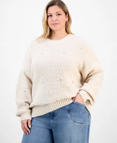 And Now This Trendy Plus Size Embellished Crewneck Pullover Sweater, Macy's Exclusive In Animal Print