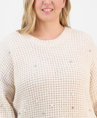 And Now This Trendy Plus Size Embellished Crewneck Pullover Sweater, Macy's Exclusive In Animal Print