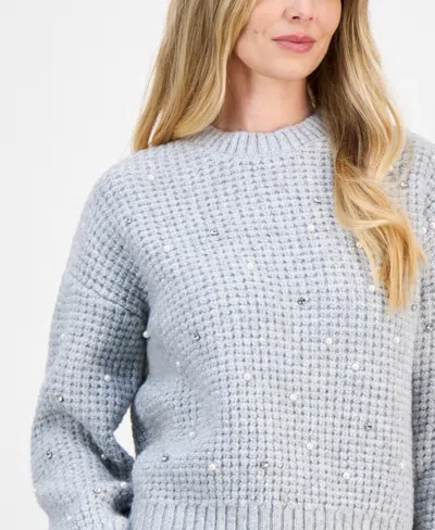 And Now This Petite Crewneck Embellished Sweater, Macy's Exclusive In Gray