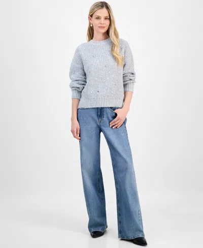 And Now This Petite Crewneck Embellished Sweater, Macy's Exclusive In Gray