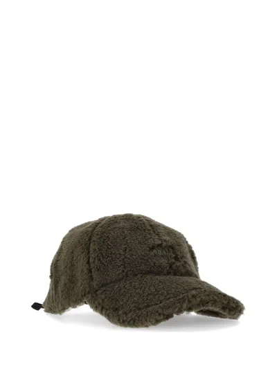 Miu Miu Fur Pile Hat Curved Brim In Green