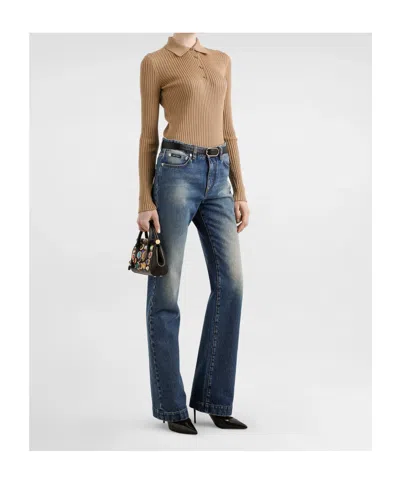 Dolce & Gabbana Virgin Wool-blend Polo Sweater In Neutral