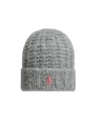 Moncler Logo-patch Beanie In Gray