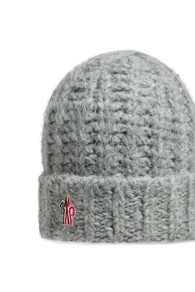 Moncler Logo-patch Beanie In Gray
