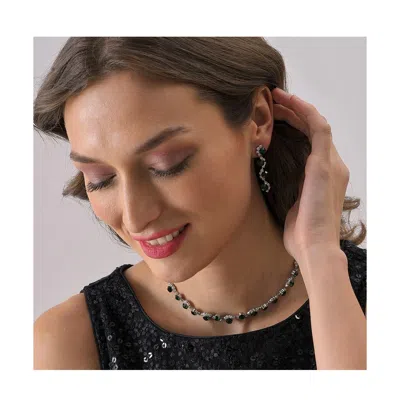 Sohi Women's Silver Plated Designer Stone Jewellery Set In Brown