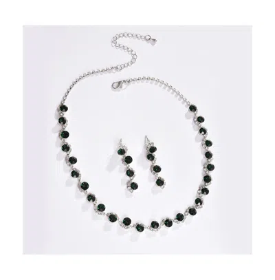 Sohi Women's Silver Plated Designer Stone Jewellery Set In Brown