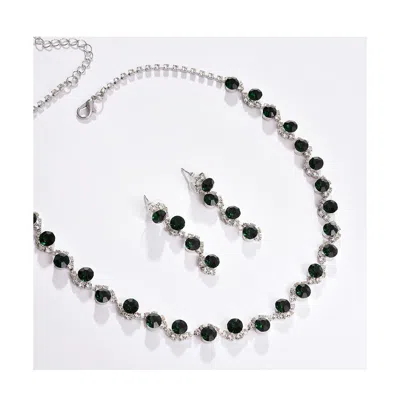 Sohi Women's Silver Plated Designer Stone Jewellery Set In Brown