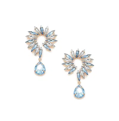 Sohi Women's Blue Pastel Embellished Drop Earrings In Brown