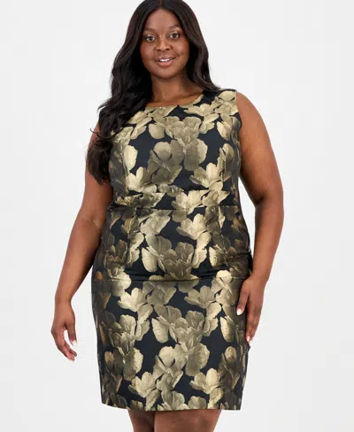 Kasper Plus Size Metallic Floral Jacquard Sheath Dress In Multi