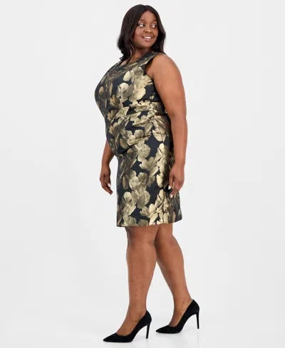 Kasper Plus Size Metallic Floral Jacquard Sheath Dress In Multi