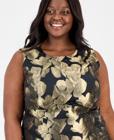 Kasper Plus Size Metallic Floral Jacquard Sheath Dress In Multi
