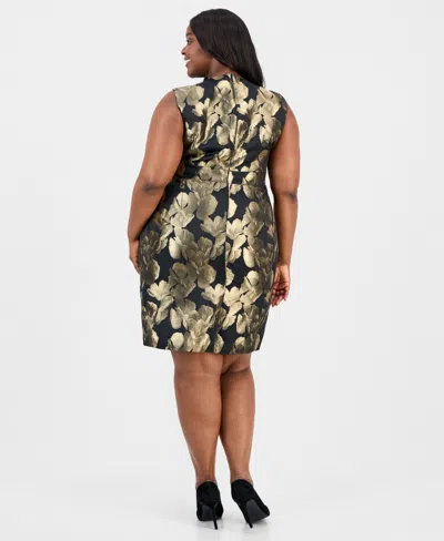 Kasper Plus Size Metallic Floral Jacquard Sheath Dress In Multi
