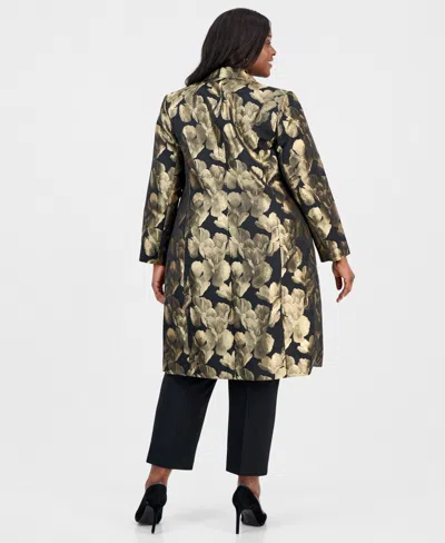 Kasper Plus Size Floral Jacquard Topper Jacket In Multi