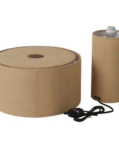 Nova Of California Moonlight 19" Natural Burlap 4-way Rotary Switch Table Lamp In Brown