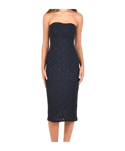 Max Mara Strapless Lace Midi Dress In Black