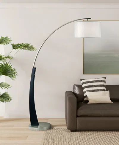 Nova Of California 72" Wood Plimpton 1 Light Arc Floor Lamp In Black