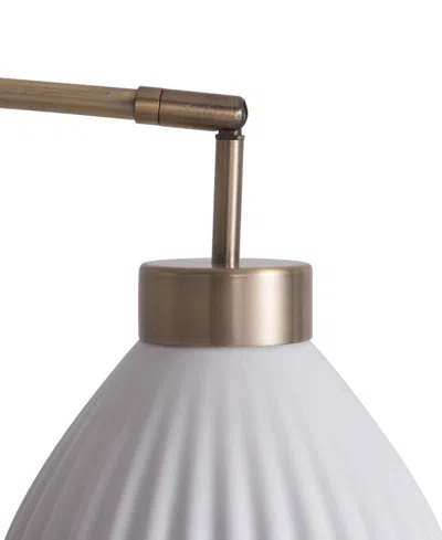 Nova Of California Santa Clara 24" Bone Porcelain 3 Light Arc Lamp In Weathered Brass And Walnut With 4-way Rotary Swit In Gold