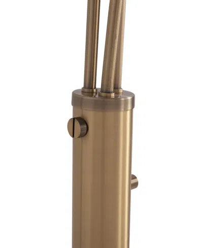 Nova Of California Santa Clara 24" Bone Porcelain 3 Light Arc Lamp In Weathered Brass And Walnut With 4-way Rotary Swit In Gold