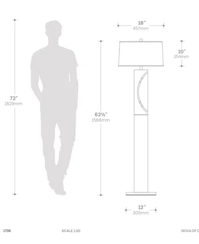 Nova Of California 63" Metal Half Moon Floor Lamp In Brown