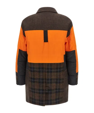 Junya Watanabe Filson Collaboration Patchwork Design Coat In Orange