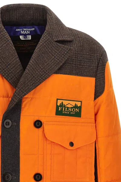Junya Watanabe Filson Collaboration Patchwork Design Coat In Orange