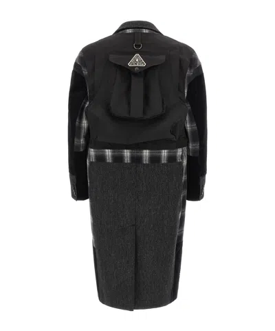 Junya Watanabe Patchwork Coat Featuring Multiple Pockets In Gray