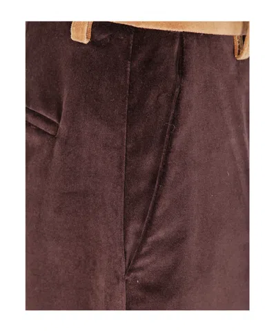 Marni Velvet Trousers With Pockets And Loops In Brown