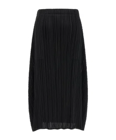 Issey Miyake October Midi Skirt Elastic Waistband In Black