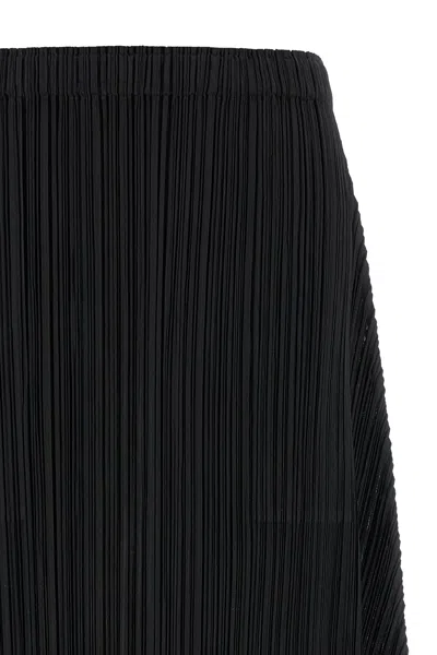 Issey Miyake October Midi Skirt Elastic Waistband In Black