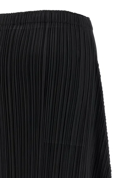 Issey Miyake October Midi Skirt Elastic Waistband In Black