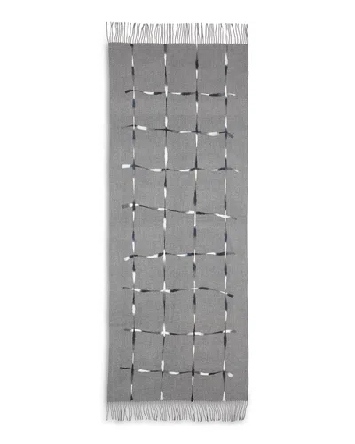 V Fraas Punch Needle Windowpane Scarf - Exclusive In Gray
