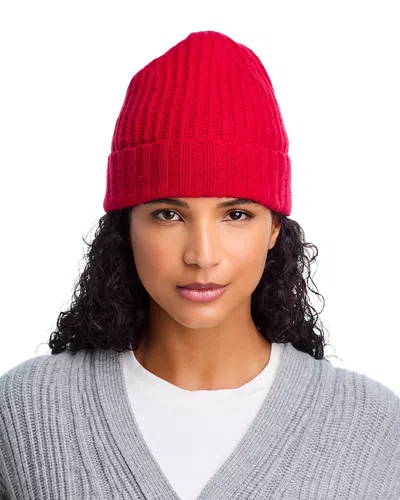 C By Bloomingdale's V Fraas Rib Knit Cuff Cashmere Hat - Exclusive In Red