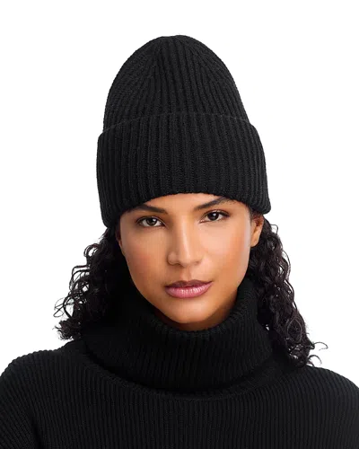Aqua V Fraas Solid Rib Knit Cuff Hat - Exclusive In Black
