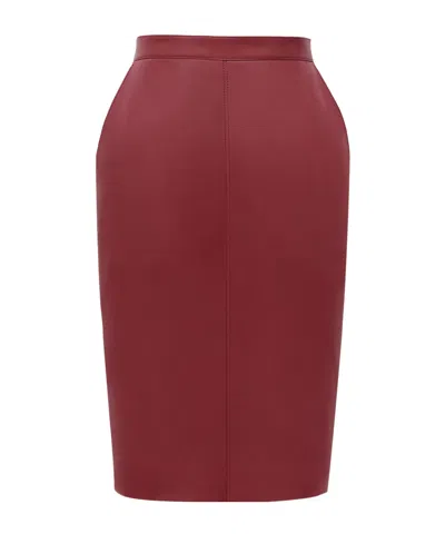 Saint Laurent Cassandre Lambskin Pencil Skirt In Red