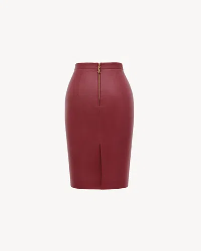Saint Laurent Cassandre Lambskin Pencil Skirt In Red